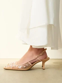 Schoenen Met Hakken*Next Nude Embellished - Forever Comfort® Spitse Mesh Slingback Hakken