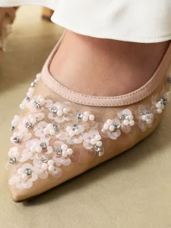 Schoenen Met Hakken*Next Nude Embellished - Forever Comfort® Spitse Mesh Slingback Hakken