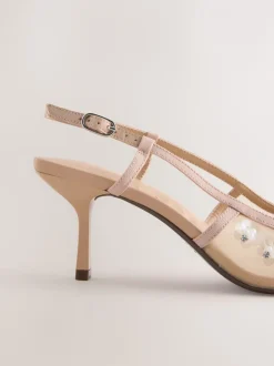 Schoenen Met Hakken*Next Nude Embellished - Forever Comfort® Spitse Mesh Slingback Hakken