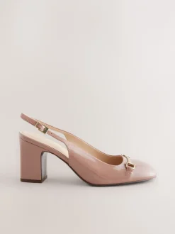 Ruimvallend En Extraruimvallend|Schoenen Met Hakken*Next - Hardware Slingback Block Heels Nude-roze