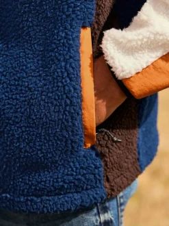 Jassen En Jacks|Sweaters En Hoody´S|Next - Colourblock Zip Through Funnel Fleece Ochre Orange/Ecru Neutral