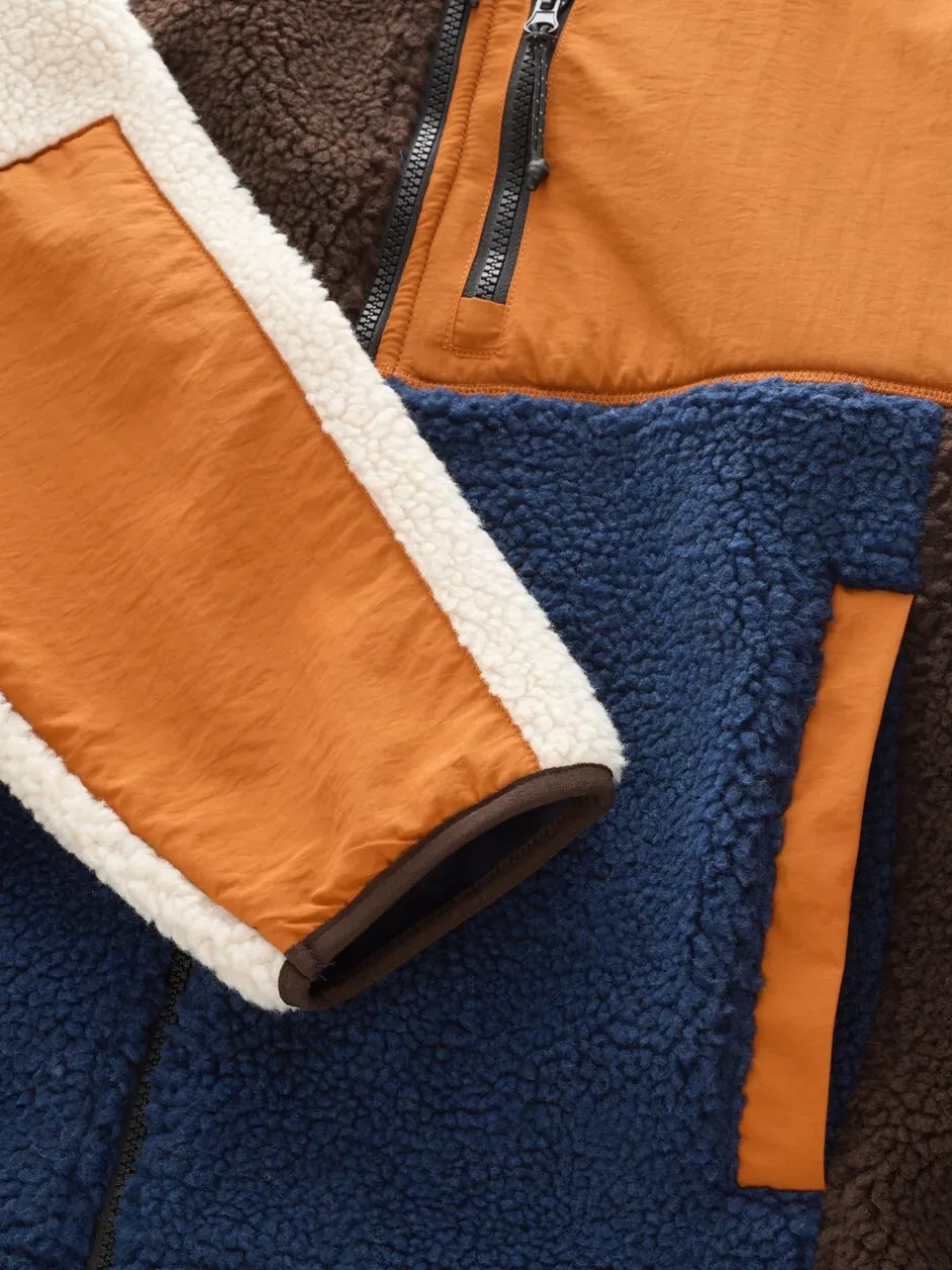 Jassen En Jacks|Sweaters En Hoody´S|Next - Colourblock Zip Through Funnel Fleece Ochre Orange/Ecru Neutral