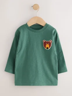 Tops|T-Shirts*Next - Set van 3 T-shirts met lange mouwen en applicatie (3mnd-7jr) Ochre Yellow Woodland