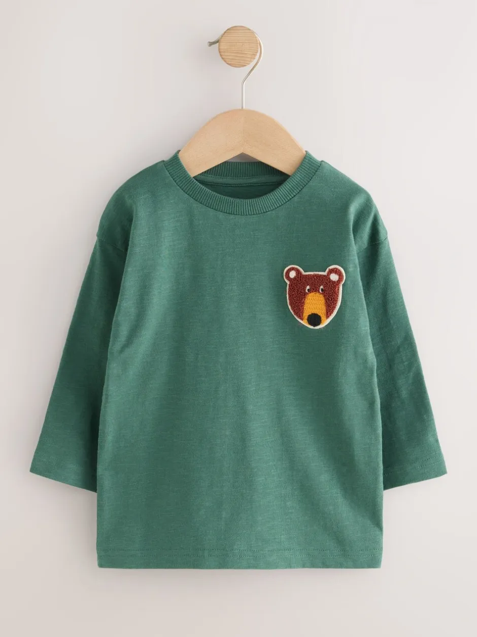 Tops|T-Shirts*Next - Set van 3 T-shirts met lange mouwen en applicatie (3mnd-7jr) Ochre Yellow Woodland