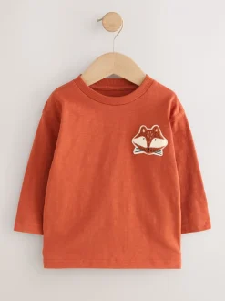 Tops|T-Shirts*Next - Set van 3 T-shirts met lange mouwen en applicatie (3mnd-7jr) Ochre Yellow Woodland