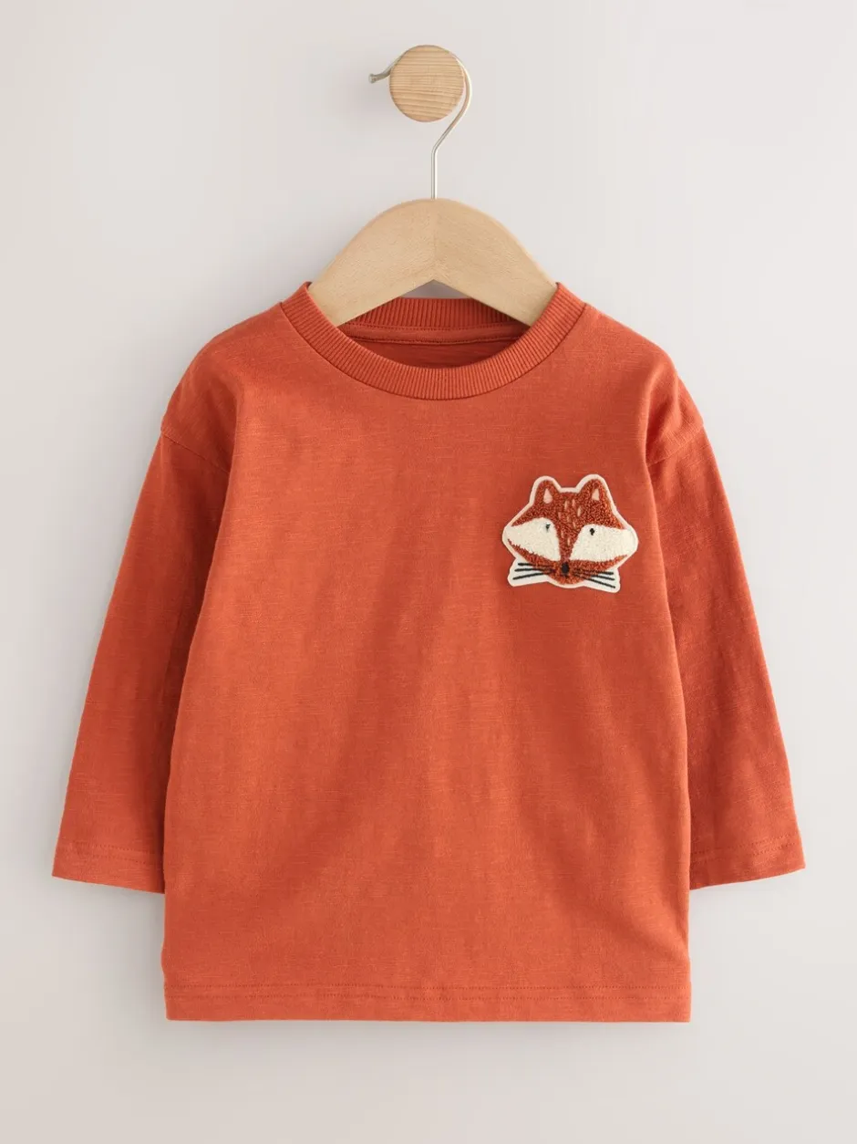 Tops|T-Shirts*Next - Set van 3 T-shirts met lange mouwen en applicatie (3mnd-7jr) Ochre Yellow Woodland
