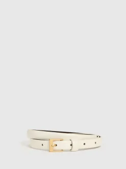 Ceintuurs|Reiss - Holly Leren Smalle Riem Off White