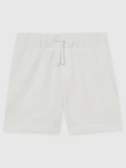 Shorts|Reiss - Perry Cotton Brand-Embroidered Shorts Off White