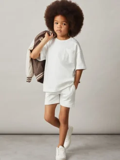 Shorts|Reiss - Perry Cotton Brand-Embroidered Shorts Off White