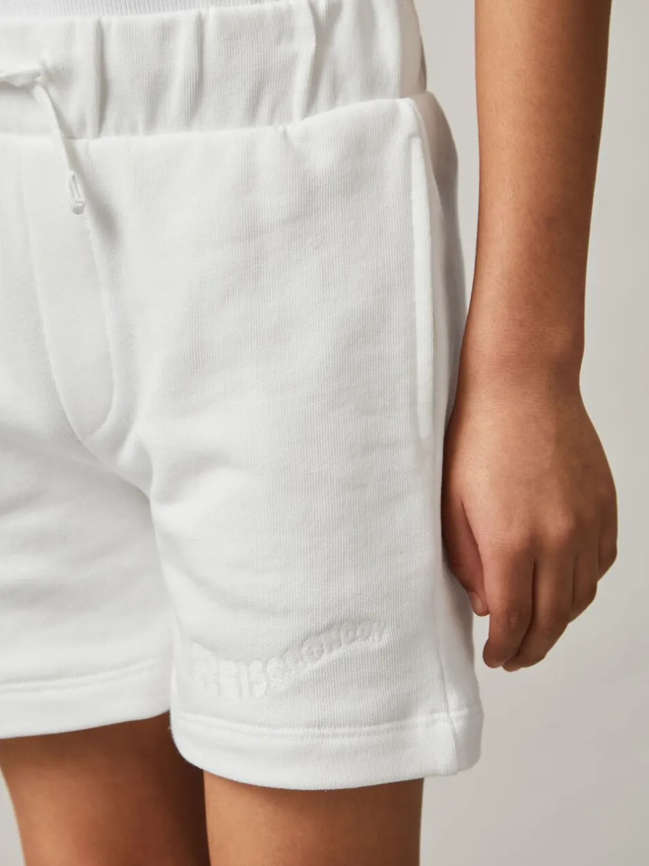 Shorts|Reiss - Perry Cotton Brand-Embroidered Shorts Off White
