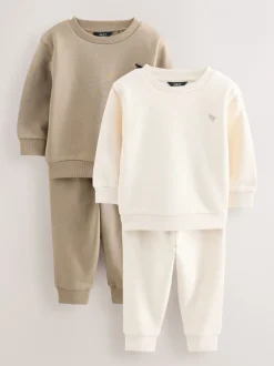 Sets En Combisets|Multipacks*Next - Set van 2 sweatshirts en joggingbroeken (3mnd -7jr) Off White/cementwit