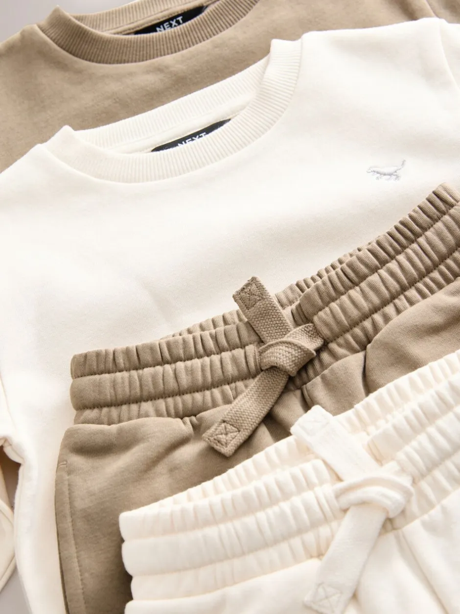 Sets En Combisets|Multipacks*Next - Set van 2 sweatshirts en joggingbroeken (3mnd -7jr) Off White/cementwit