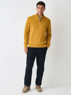 Gebreide Kleding|Next Okergeel - Effen - Regular fit 100% katoenen premium trui met korte rits
