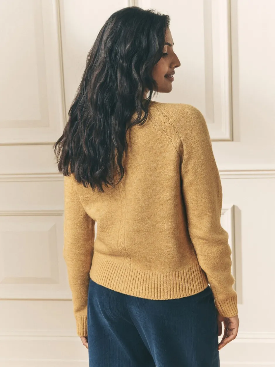 Gebreide Kleding*Laura Ashley - Cable Knit Cardigan Okergeel