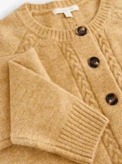 Gebreide Kleding*Laura Ashley - Cable Knit Cardigan Okergeel