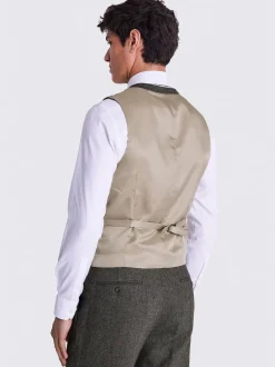Vesten*MOSS - Tailored Herringbone Suit Waistcoat Olijfgroen