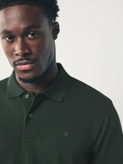 Poloshirts|T-Shirts En Hemden|Next Olijfgroen - Normale Pasvorm - Piqué polo met lange mouwen
