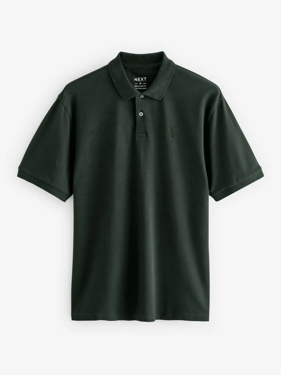Poloshirts|T-Shirts En Hemden*Next Olijfgroen - Normale Pasvorm - Piqué poloshirt met korte mouwen