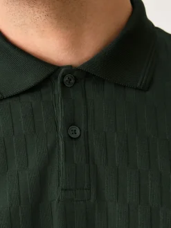 Poloshirts*Next Olijfgroen - Normale Pasvorm - Net jacquard poloshirt