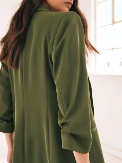 Kostuums En Werkkleding*Next Olijfgroen - Ruimvallend blazer met gerimpelde mouwen