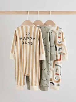 Multipacks|Babypakjes En Babypyjama's|Next - Set van 3 babypyjama's (0-3jr) Olijfgroen
