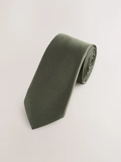 Stropdassen En Pochets*Next Olijfgroen - Smal - Stropdas met textuur