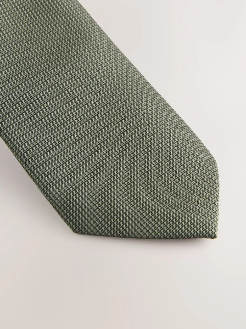 Stropdassen En Pochets*Next Olijfgroen - Smal - Stropdas met textuur