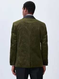 Smokings En Feestkleding*Next - Normale Pasvorm - Fluwelen blazer met patroon Olijfgroene Paisley
