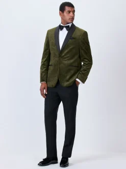 Smokings En Feestkleding*Next - Normale Pasvorm - Fluwelen blazer met patroon Olijfgroene Paisley