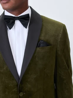 Smokings En Feestkleding*Next - Normale Pasvorm - Fluwelen blazer met patroon Olijfgroene Paisley