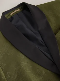 Smokings En Feestkleding*Next - Normale Pasvorm - Fluwelen blazer met patroon Olijfgroene Paisley