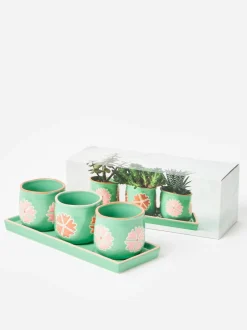 Vazen*Oliver Bonas Set of 3 Flor Mini Plant Pots