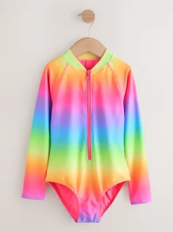 Badkleding|Next Ombré regenboog - Long Sleeve Sunsafe Swimsuit (3mths-16yrs)
