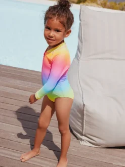 Badkleding|Next Ombré regenboog - Long Sleeve Sunsafe Swimsuit (3mths-16yrs)