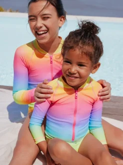 Badkleding|Next Ombré regenboog - Long Sleeve Sunsafe Swimsuit (3mths-16yrs)