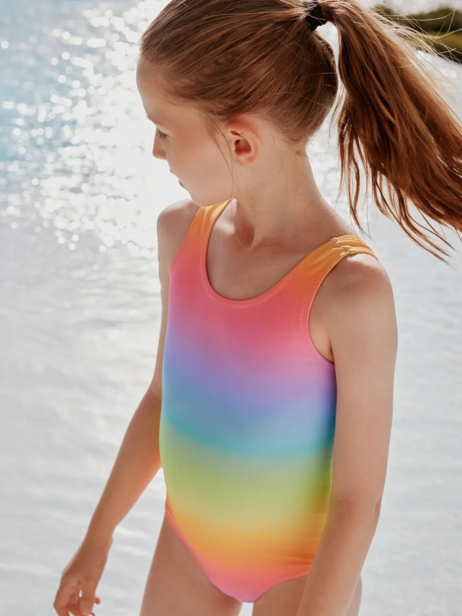 Badkleding|Next - Scoop Neck Swimsuit (3-16yrs) Ombré regenboog