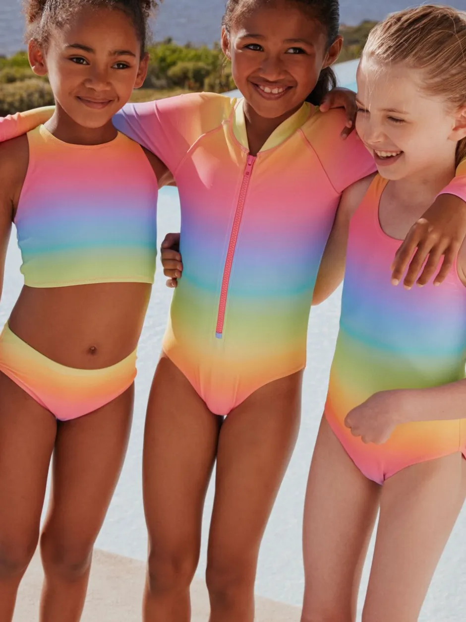 Badkleding|Next - Scoop Neck Swimsuit (3-16yrs) Ombré regenboog