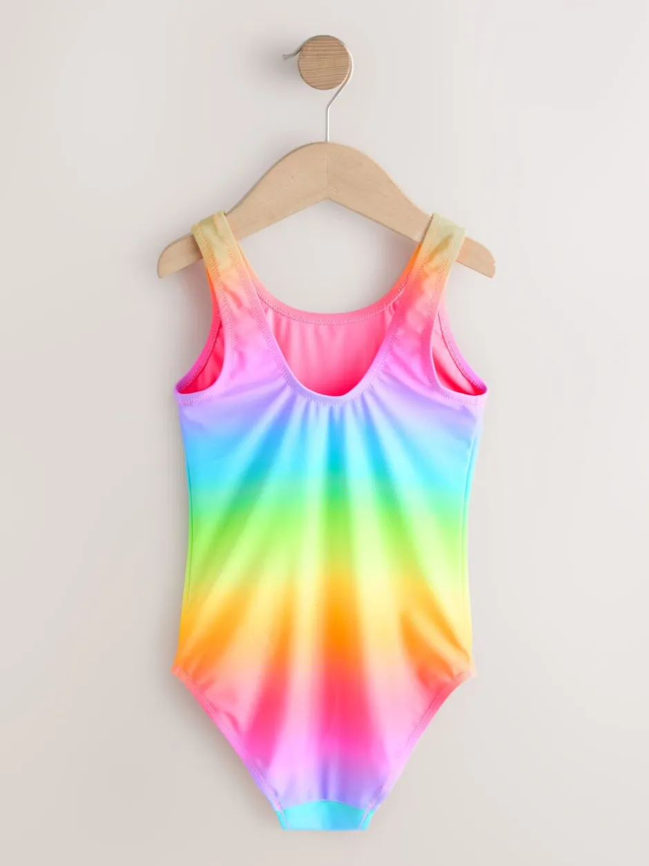 Badkleding|Next - Scoop Neck Swimsuit (3-16yrs) Ombré regenboog