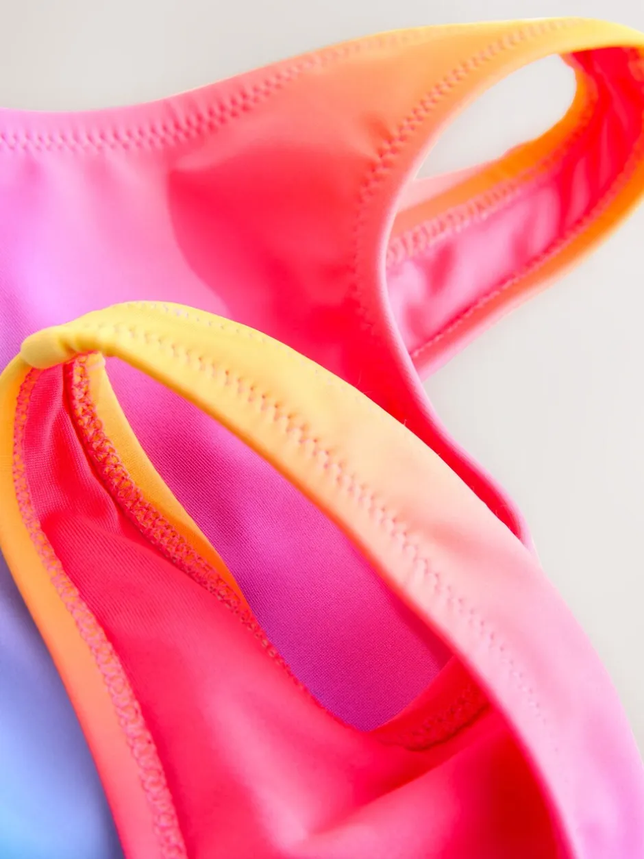 Badkleding|Next - Scoop Neck Swimsuit (3-16yrs) Ombré regenboog
