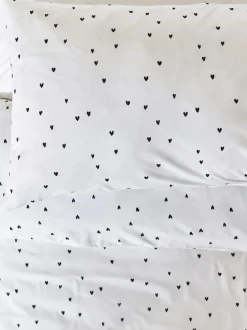 Kinderbeddengoed*Next Omkeerbare dekbedovertrek- en kussensloopset Zwart-wit met hartjes