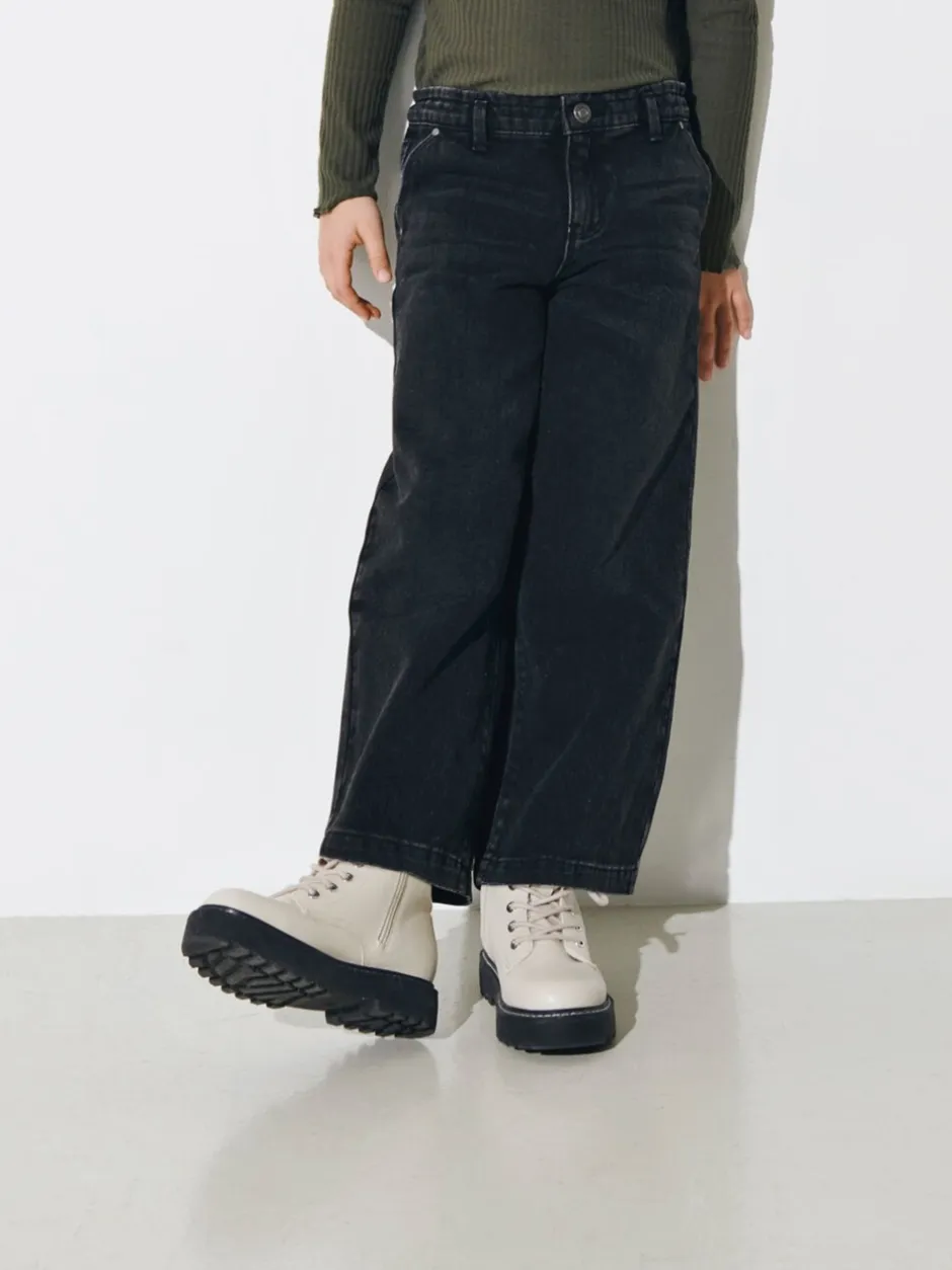 Jeans|ONLY KIDS ONLY - Cropped kinderjeans met wijde pijpen