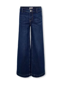 Jeans|ONLY KIDS blauwe 100% katoenen jeans met wijde pijpen en verstelbare taille