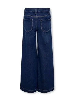 Jeans|ONLY KIDS blauwe 100% katoenen jeans met wijde pijpen en verstelbare taille