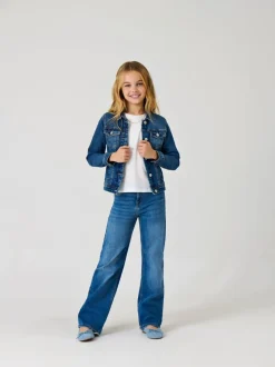 Jeans|ONLY KIDS Blauwe Comfort Stretch Jeans met Wijde Pijpen