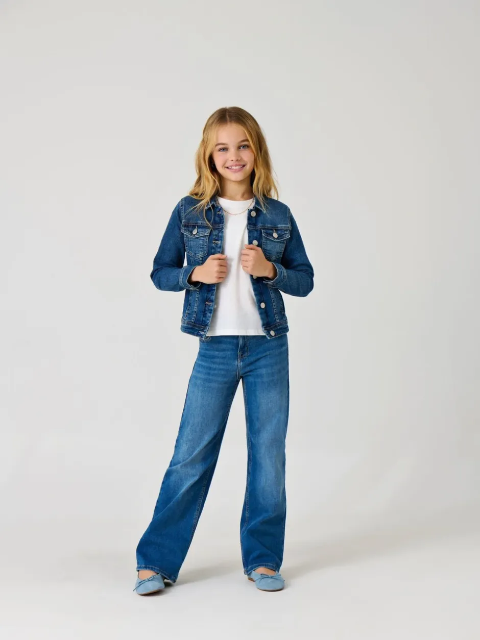 Jeans|ONLY KIDS Blauwe Comfort Stretch Jeans met Wijde Pijpen