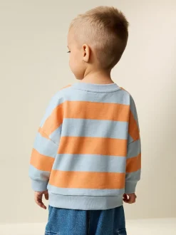 Truien En Breisels|Sweaters En Hoody´S*Next Orange & Blue Stripe - Sweatshirt met ronde hals en all-over print (3 mnd - 7 jr)