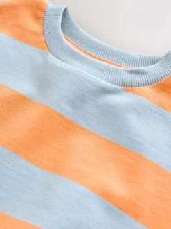 Truien En Breisels|Sweaters En Hoody´S*Next Orange & Blue Stripe - Sweatshirt met ronde hals en all-over print (3 mnd - 7 jr)