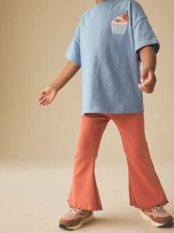 Broeken En Leggings*Next Orange Brown - Geribbelde flare legging (3 mnd-7 jr)