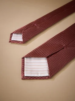 Stropdassen En Pochets|Next - Signature das met textuur van Italiaanse zijde Oranje