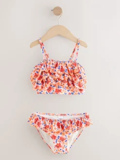 Badkleding*Next - Bikini met ruches (3-16jaar) Oranje fijn gebloemd